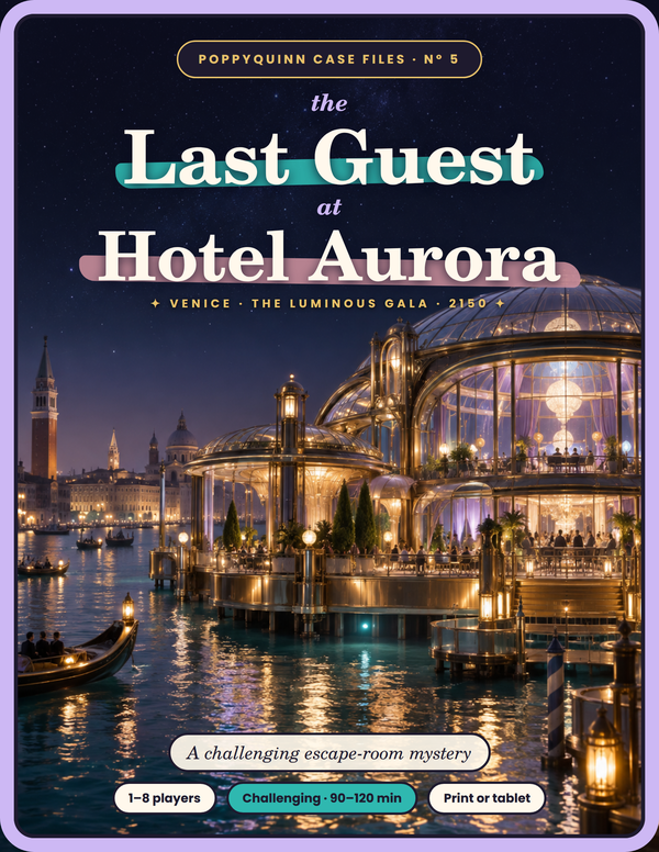 The Last Guest at Hotel Aurora, a glass-domed hotel floating over Venice at night in the year 2150.