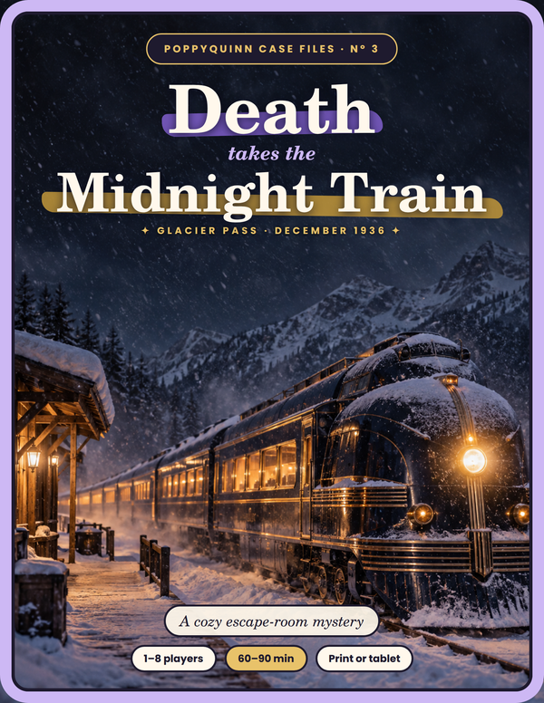 Death Takes the Midnight Train, a 1930s streamliner stopped in a mountain blizzard at night.